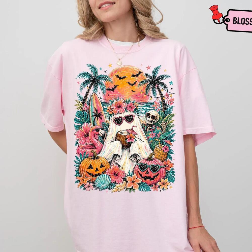 Funny Floral Ghost Halloween Shirts, Halloween T-Shirt